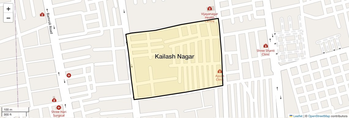 Location Map of Kailash Nagar, Surat