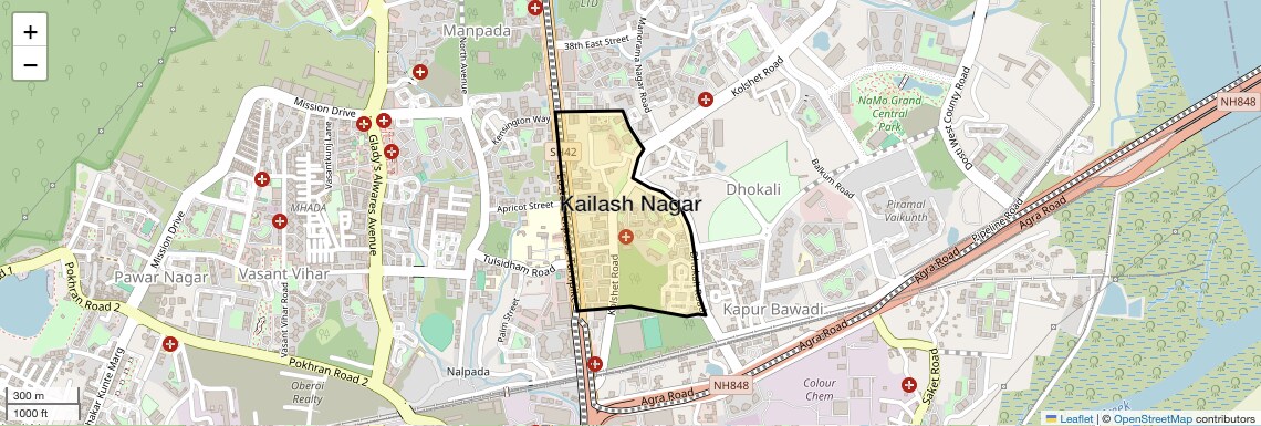 Location Map of Kailash Nagar, Thane