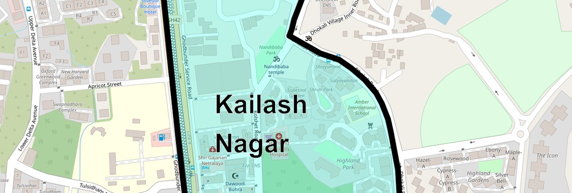 Location Map of Kailash Nagar, Thane