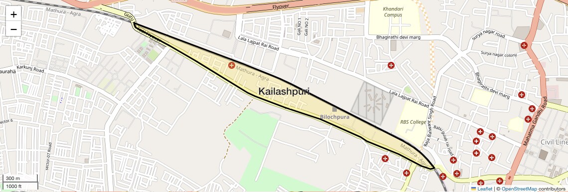 Location Map of Kailashpuri, Agra