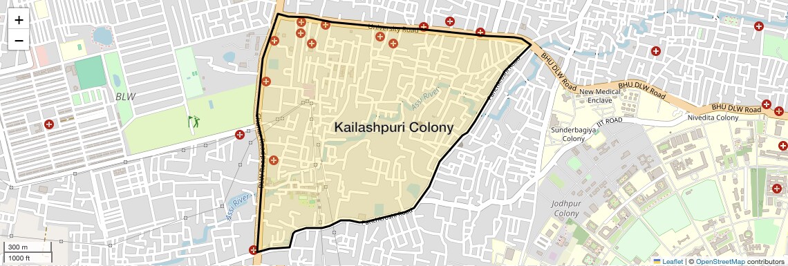 Location Map of Kailashpuri Colony, Varanasi