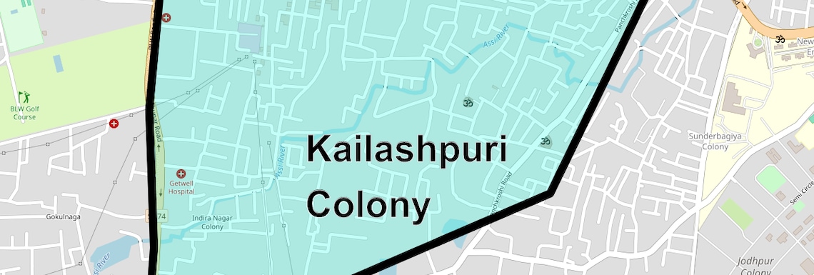 Location Map of Kailashpuri Colony, Varanasi