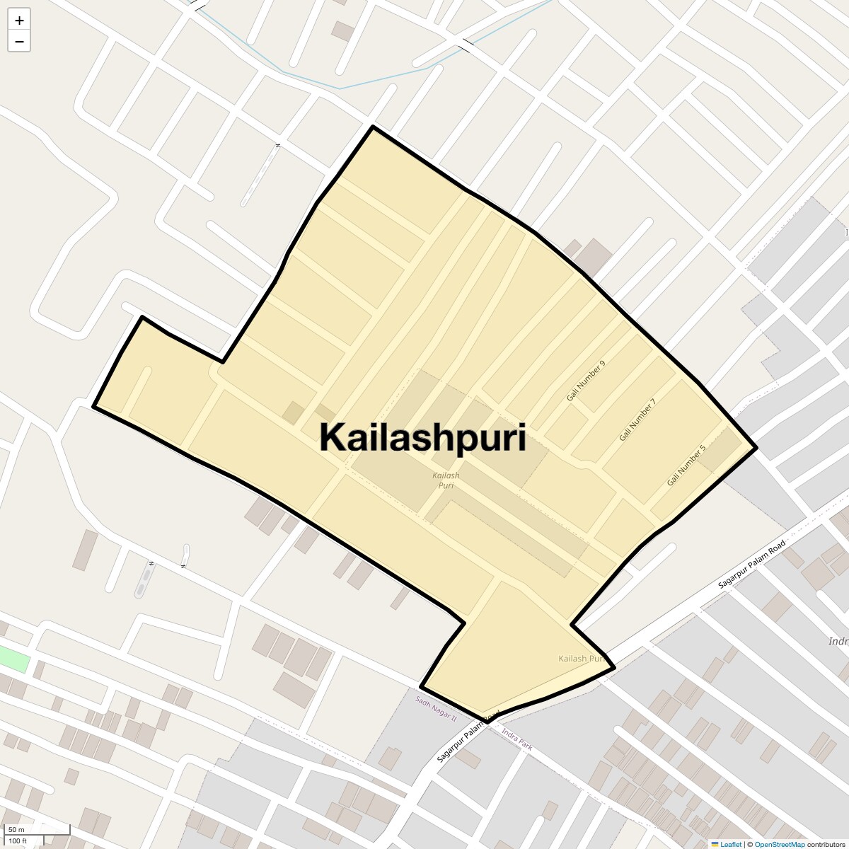 Location Map of Kailashpuri, Delhi