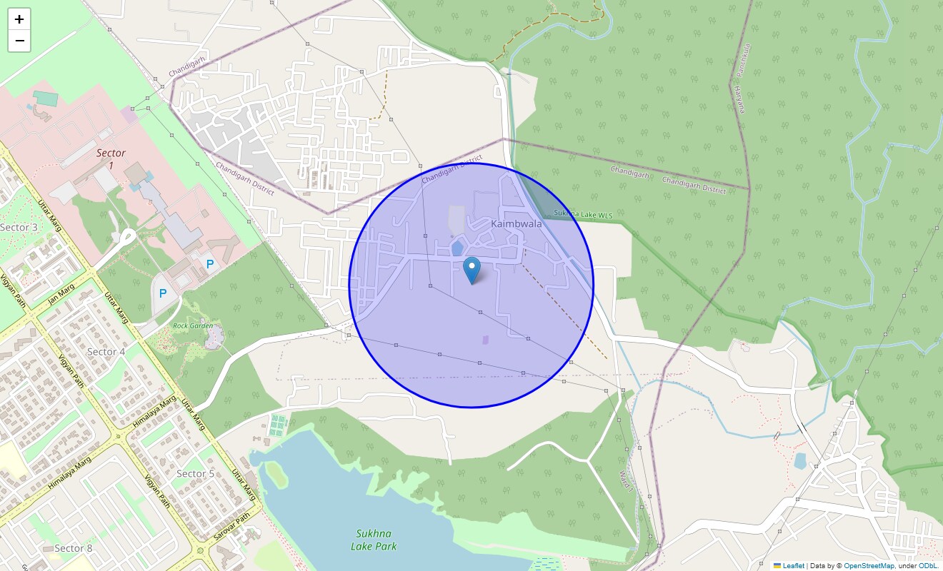 Location Map of Kaimwala, Chandigarh