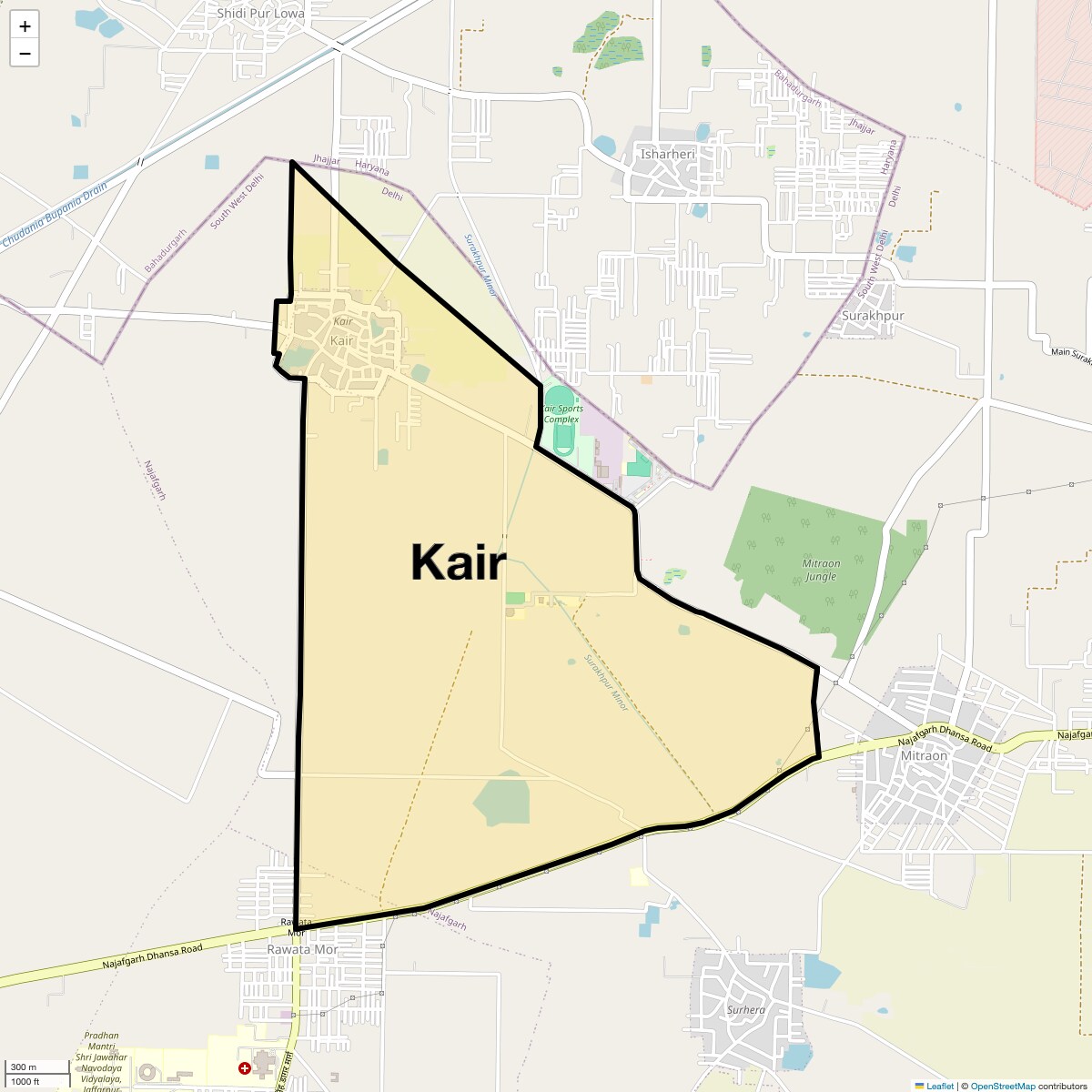 Location Map of Kair, Delhi