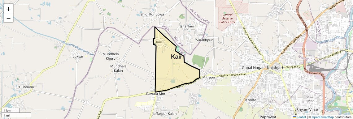 Location Map of Kair, Delhi