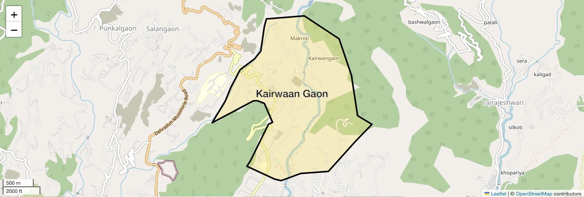 Location Map of Kairwaan Gaon, Dehradun