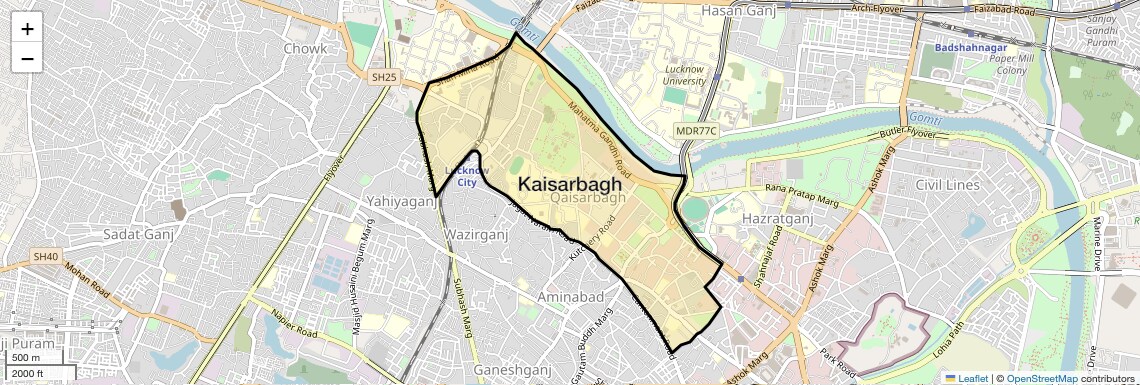 Location Map of Kaisarbagh, Lucknow