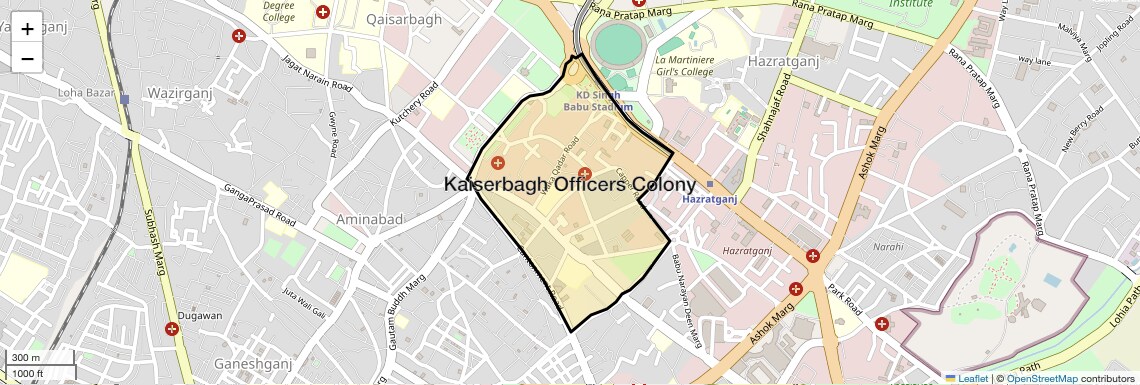 Location Map of Kaiserbagh Officers Colony, Lucknow