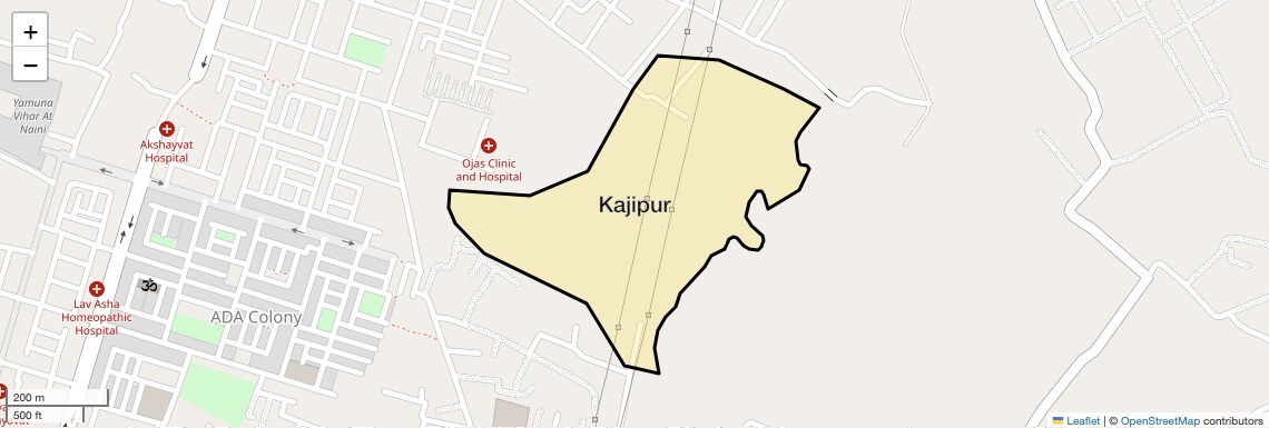 Location Map of Kajipur, Allahabad