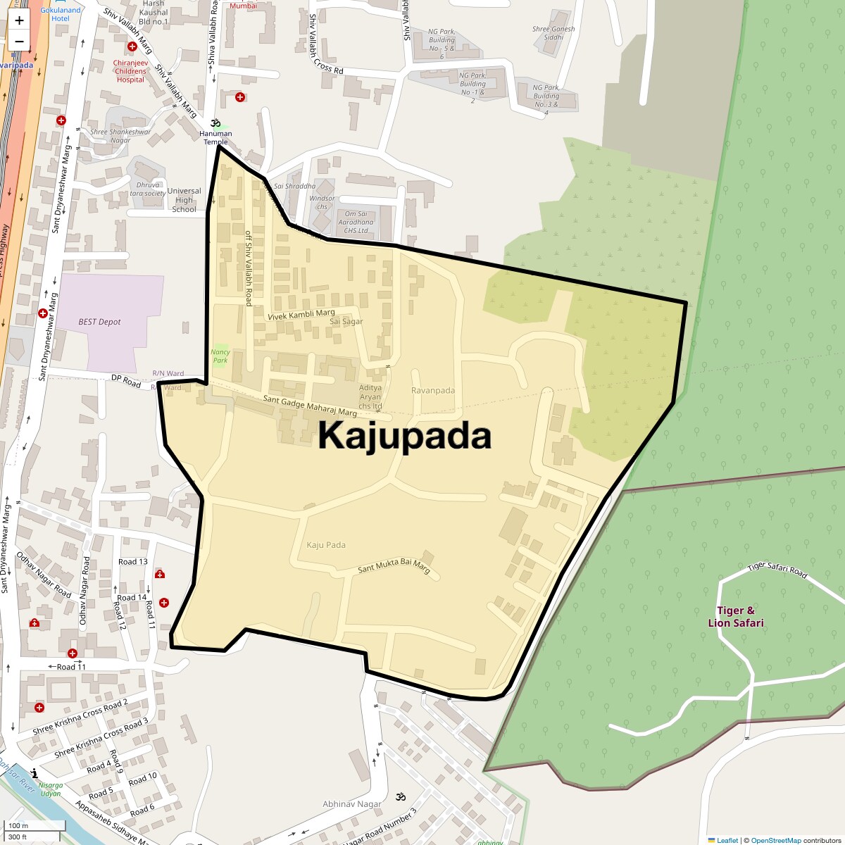 Location Map of Kajupada, Mumbai