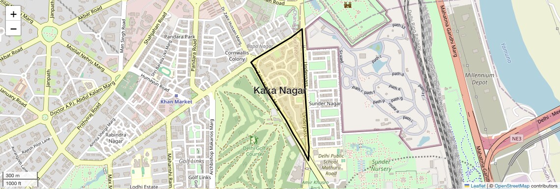 Location Map of Kaka Nagar, Delhi