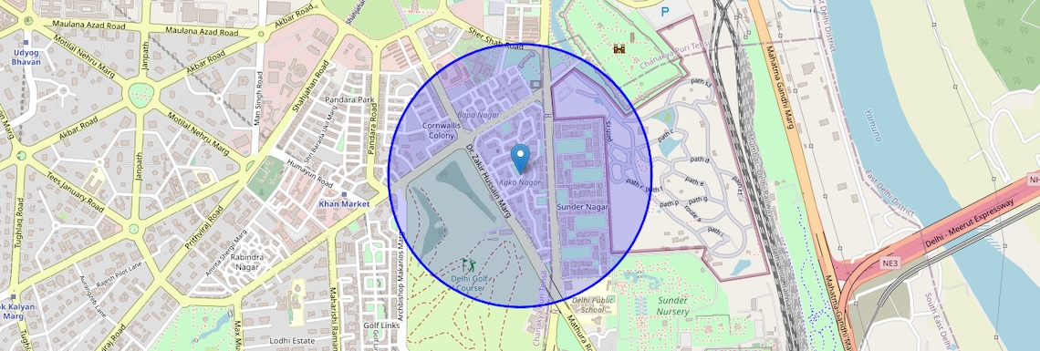 Location Map of Kaka Nagar, Delhi