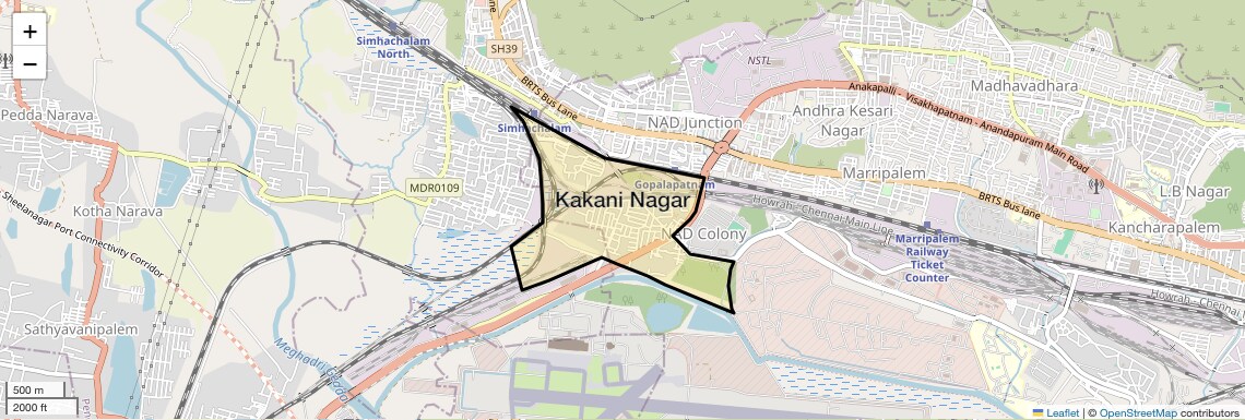 Location Map of Kakani Nagar, Vizag