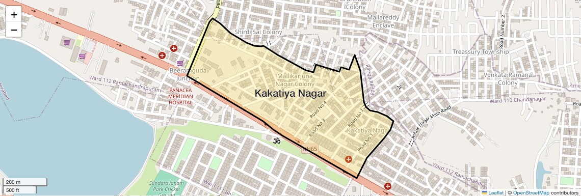 Location Map of Kakatiya Nagar, Hyderabad