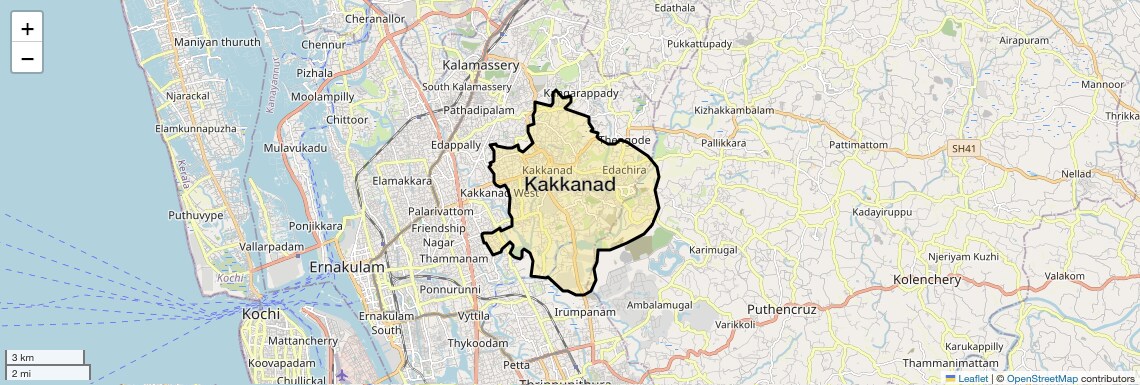 Location Map of Kakkanad, Kochi