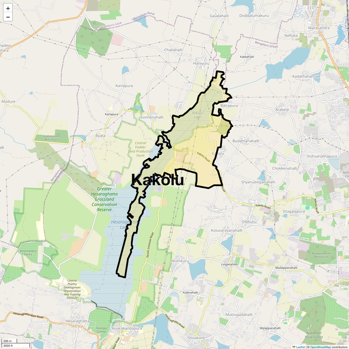 Location Map of Kakolu, Bangalore