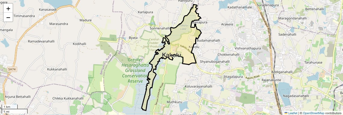 Location Map of Kakolu, Bangalore