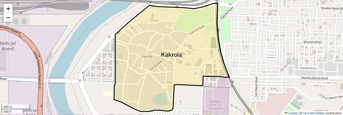 Location Map of Kakrola, Delhi