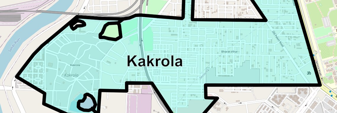 Location Map of Kakrola, Delhi