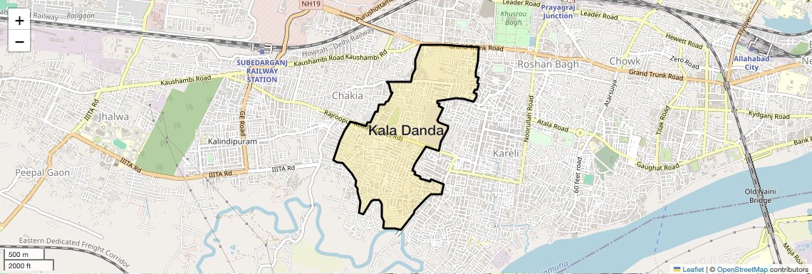 Location Map of Kala Danda, Allahabad