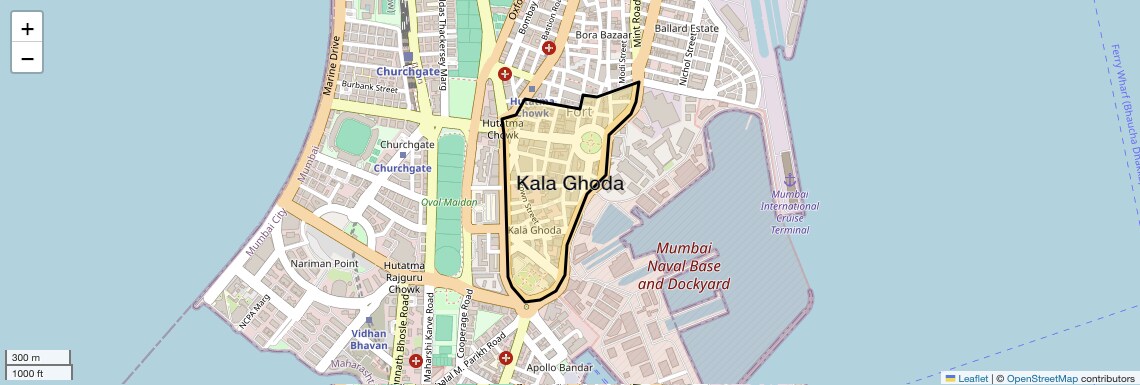 Location Map of Kala Ghoda, Mumbai