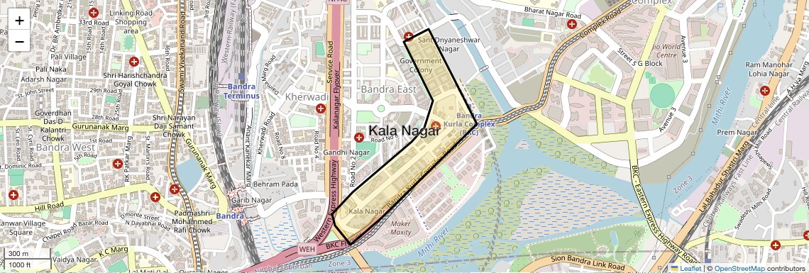 Location Map of Kala Nagar, Mumbai