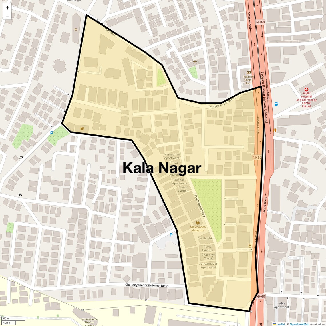 Location Map of Kala Nagar, Pune