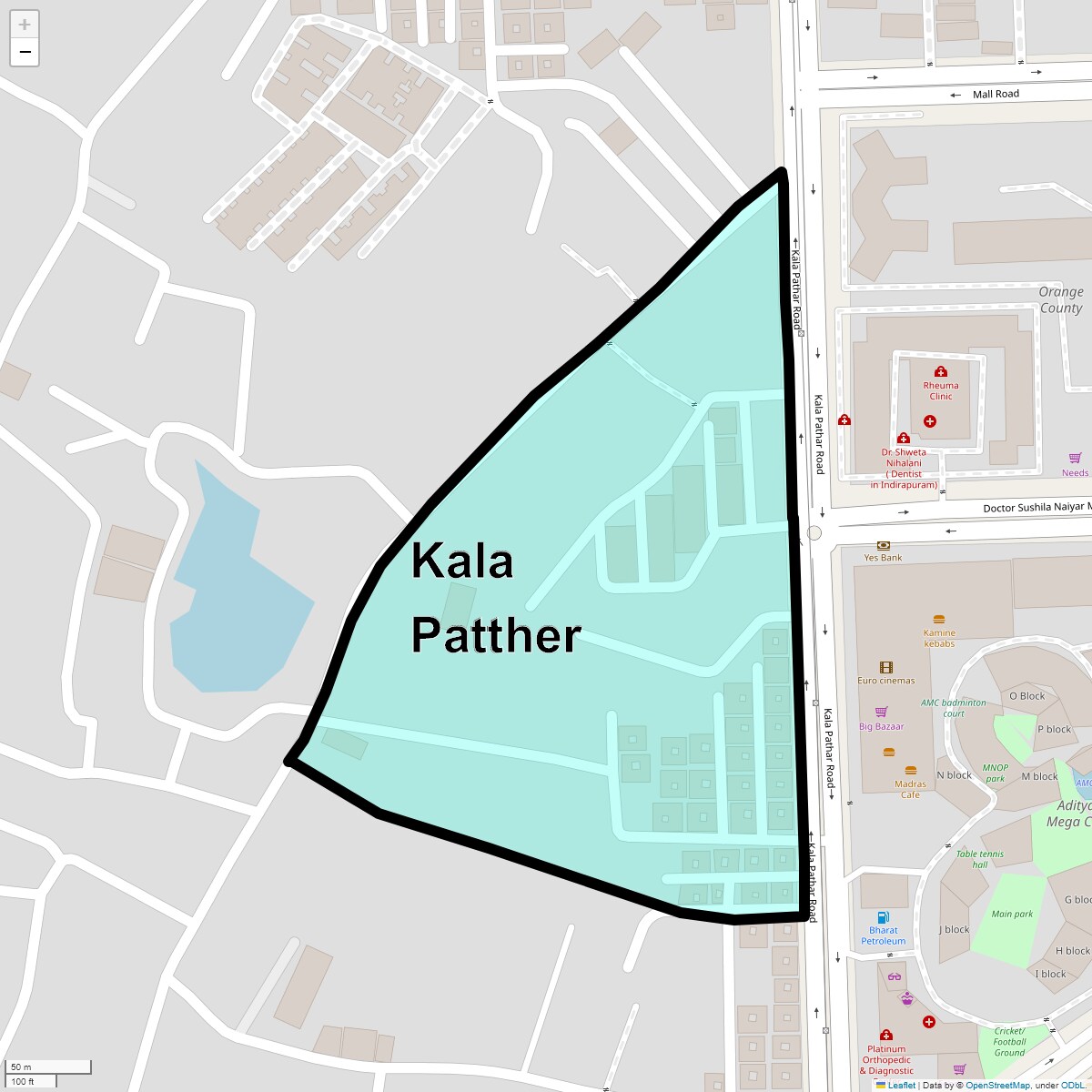 Location Map of Kala Patther, Ghaziabad
