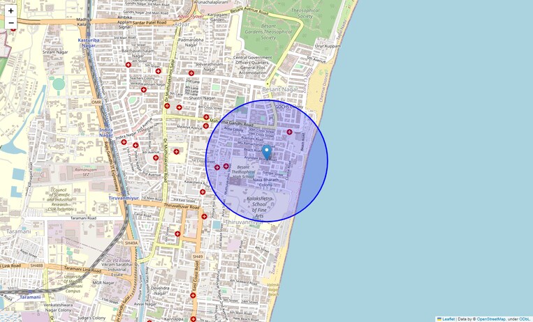 Location Map of Kalakshetra Colony