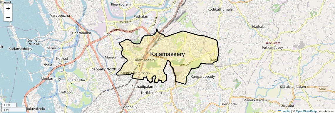 Location Map of Kalamassery, Kochi