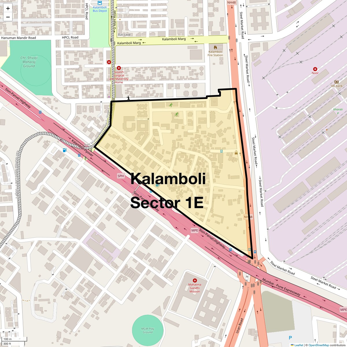 Location Map of Kalamboli Sector 1E, Navi Mumbai