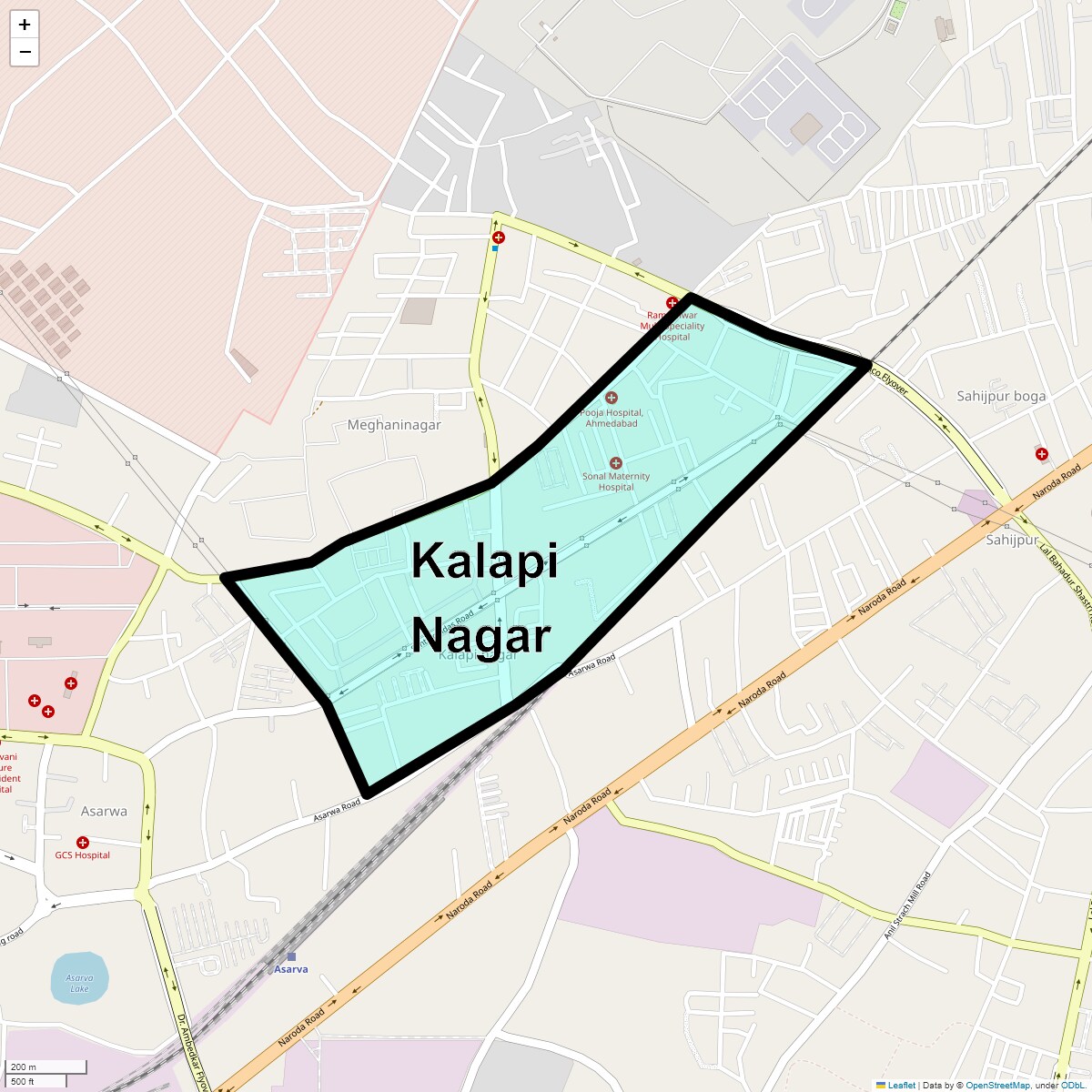 Location Map of Kalapi Nagar, Ahmedabad