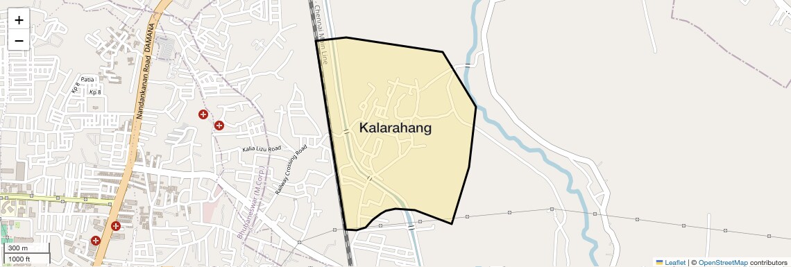 Location Map of Kalarahang, Bhubaneswar