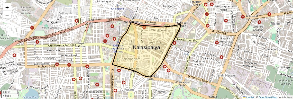 Location Map of Kalasipalya, Bangalore