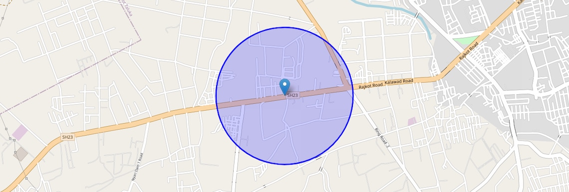 Location Map of Kalawad Road, Rajkot