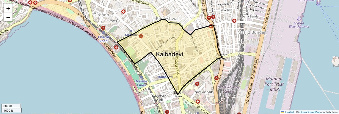 Location Map of Kalbadevi, Mumbai