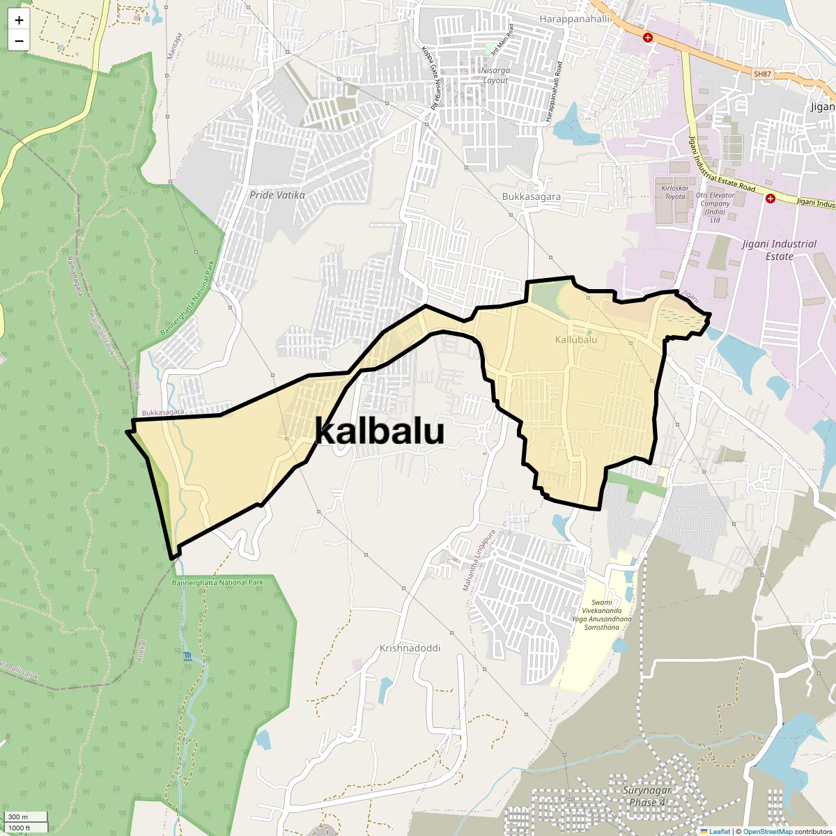 Location Map of Kalbalu, Bangalore