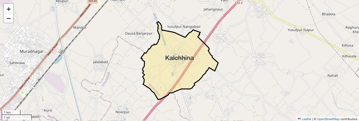 Location Map of Kalchhina, Ghaziabad