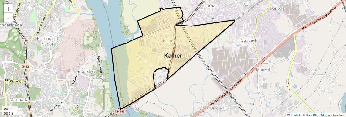 Location Map of Kalher, Thane