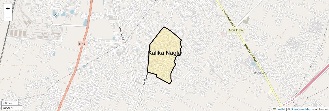 Location Map of Kalika Nagla, Agra