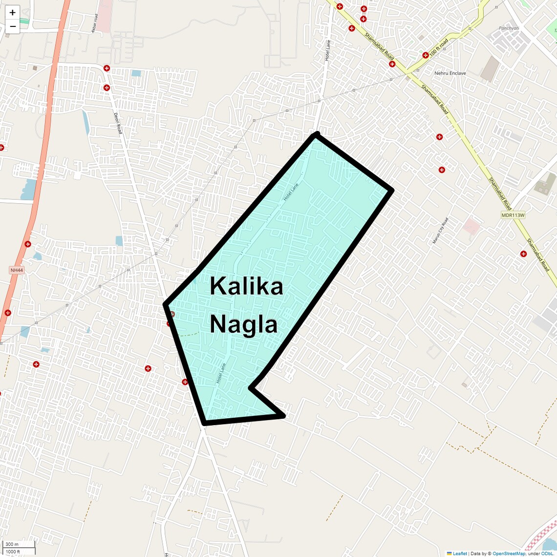Location Map of Kalika Nagla, Agra