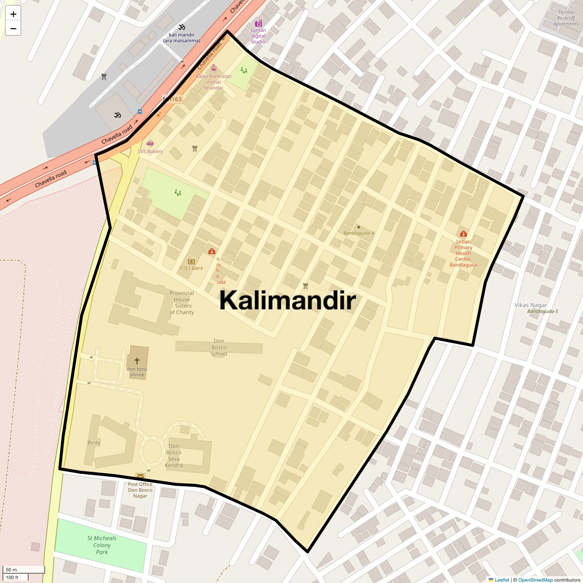 Location Map of Kalimandir, Hyderabad