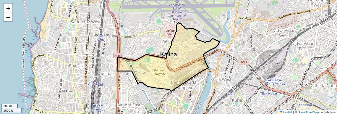 Location Map of Kalina, Mumbai