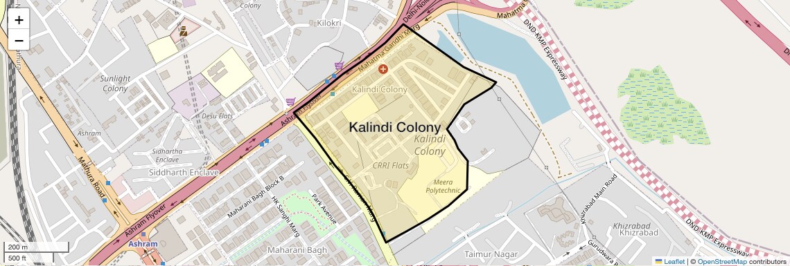 Location Map of Kalindi Colony, Delhi