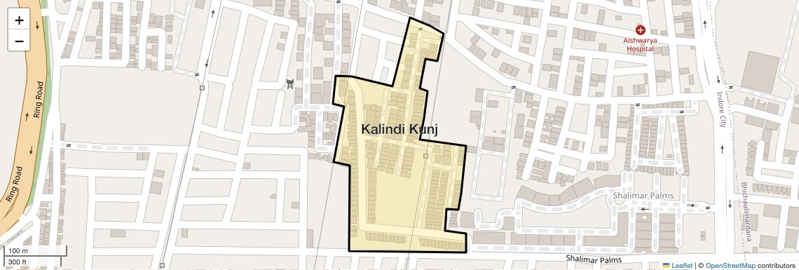 Location Map of Kalindi Kunj, Indore