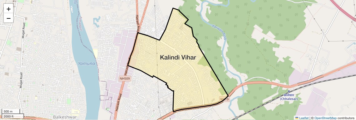Location Map of Kalindi Vihar, Agra