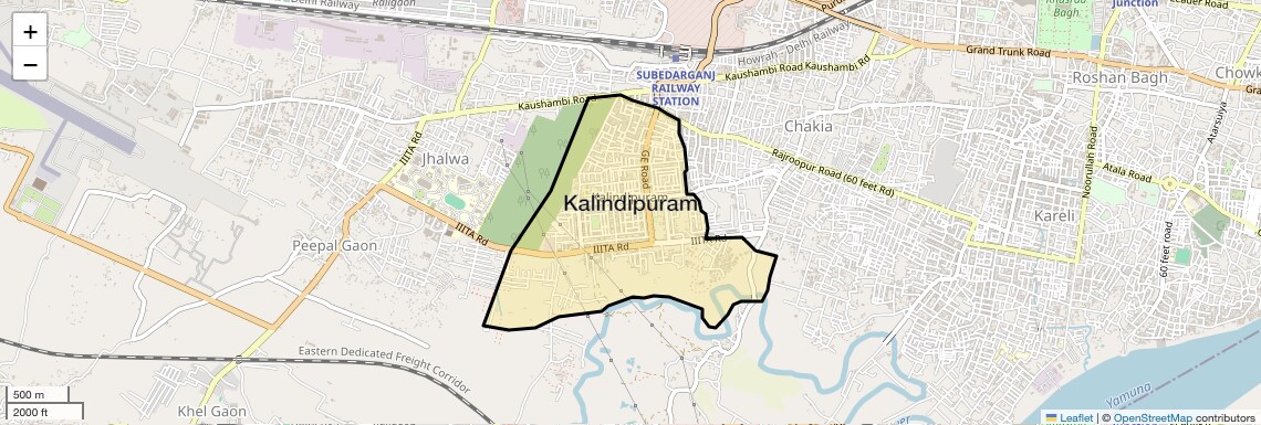 Location Map of Kalindipuram, Allahabad