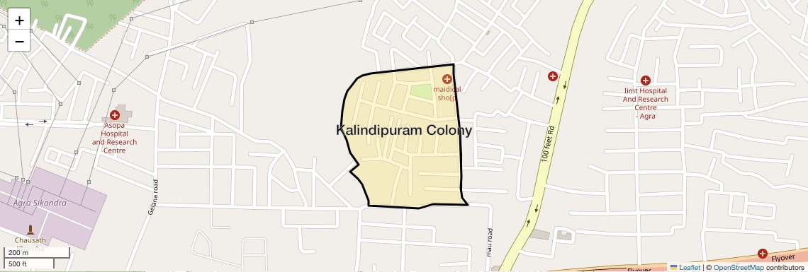 Location Map of Kalindipuram Colony, Agra