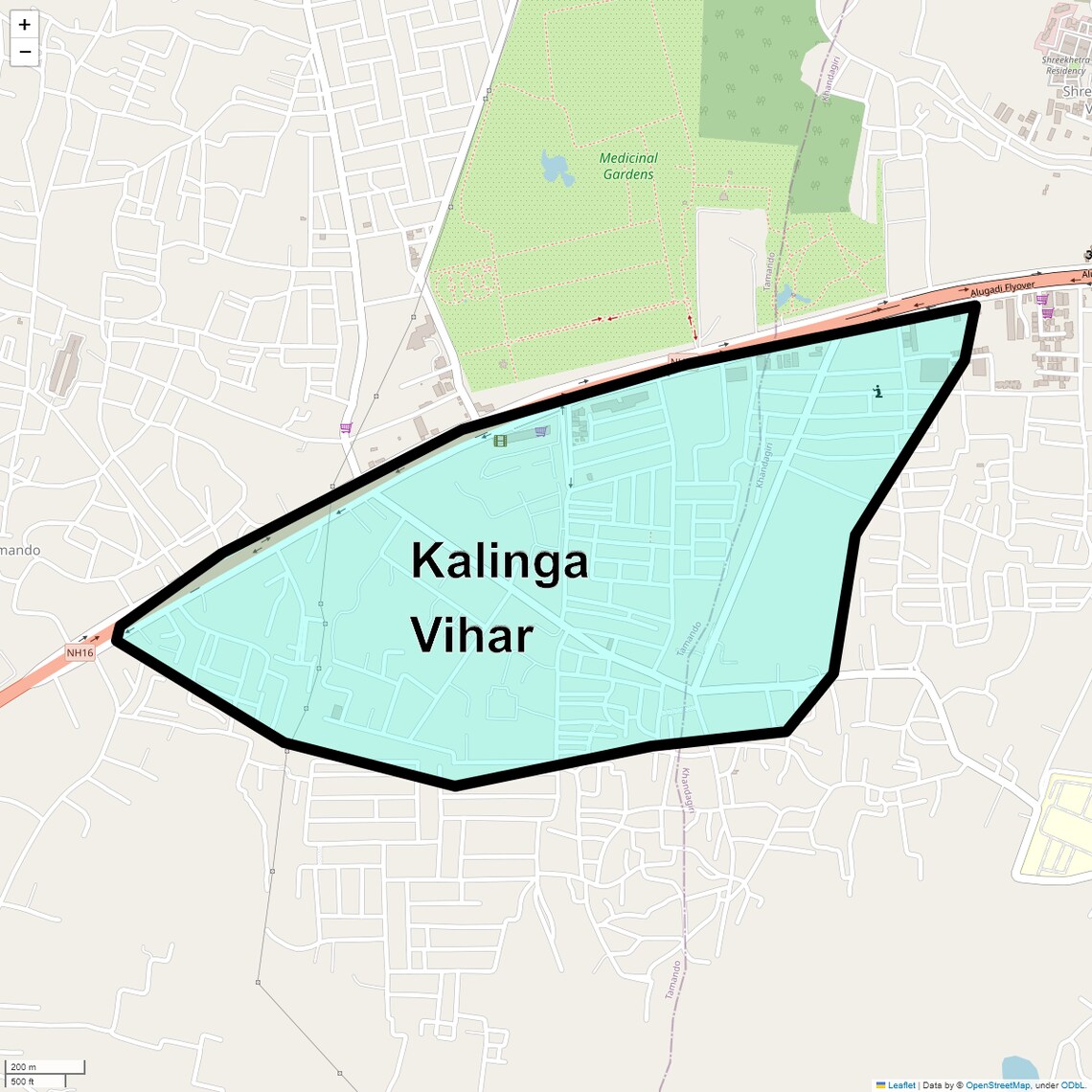 Location Map of Kalinga Vihar, Bhubaneswar